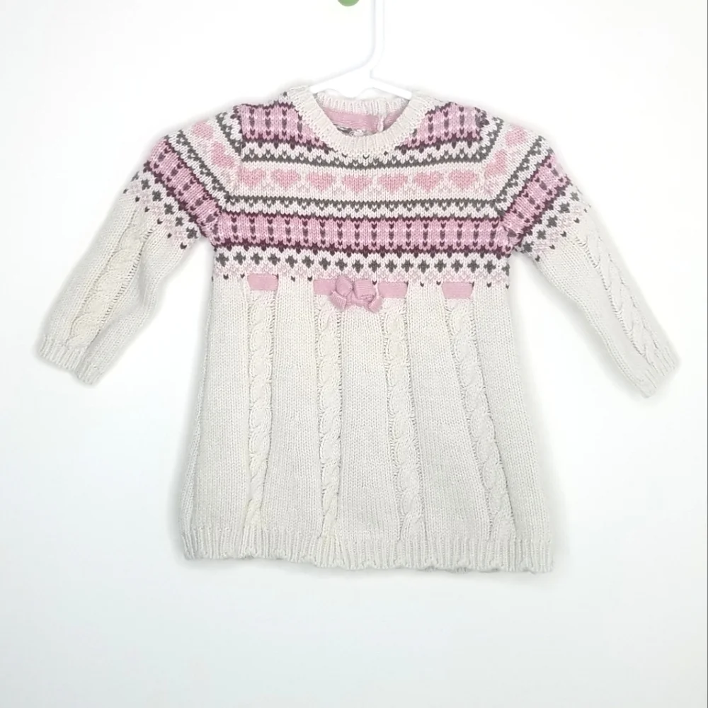 Catherine Malandrino Knit Heart Dress Long Sleeve 3-6m